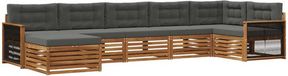 vidaXL - Salon d'angle - 7 places assises - Naturel et anthracite - Acacia bois