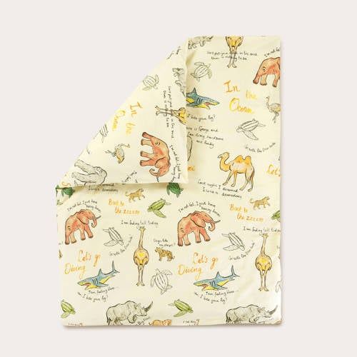 NOUS Kids katoenen dekbedovertrek ledikant (100x135 cm) Multi Dierenprint