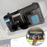 Kivora B.V. Organiseur de pare-soleil de voiture en imitation cuir – Accessoire de rangement avec compartiment intérieur, porte-documents et porte-lunettes – Noir