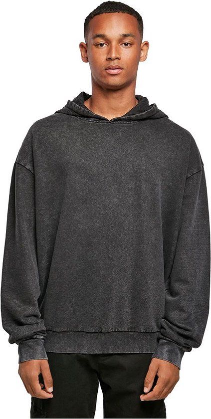 Build Your Brand Acid Washed Oversized Hoodie - Black - Men's M - 2023