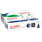 Alpino - Verpakking met 24 dot balpennen – blauwe inkt