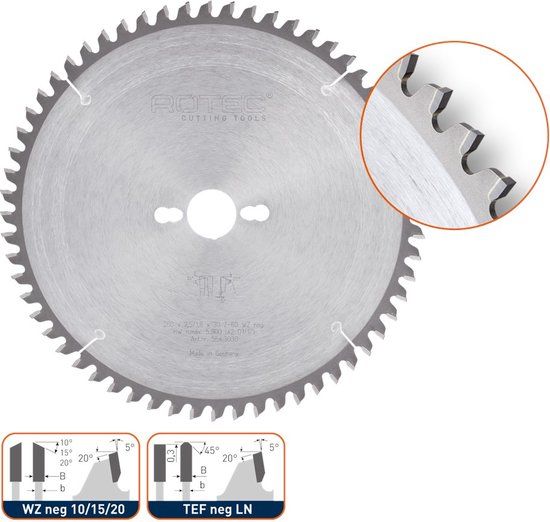 Rotec HM afkort- en verstekzaagblad, ø250x3,2x30mm Z=48 WZ neg 15 - 5543010