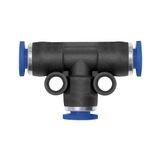 Riegler T-steekverbinding »blauwe serie« mini, voor buitenslang Ø 6 mm, werkdruk max. 10 bar, kunststof/messing vernikkeld