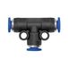 Riegler T-steekverbinding »blauwe serie« mini, voor buitenslang Ø 6 mm, werkdruk max. 10 bar, kunststof/messing vernikkeld