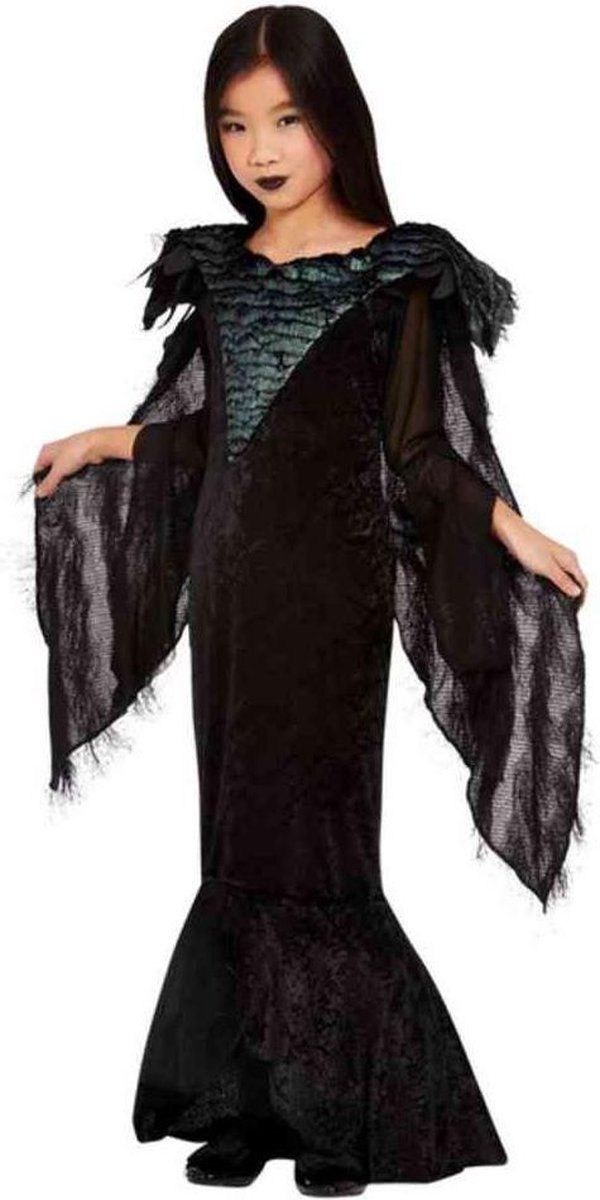 Smiffys Kinder Kostuum - Deluxe Raven Princess Zwart - Kids tm 6 jaar