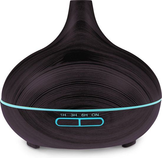 Auronic Aroma Diffuser - 300 ml - Luchtbevochtiger - 7 LED Kleuren - Donkerbruin