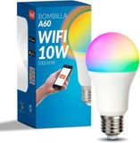 M LEDME Intelligente WLAN-LED-lamp A60, 10 W (Eq. 90 W), E27-fitting, geen hub nodig, dimbaar, wit en gekleurd licht (RGB+CCT), compatibel met Alexa en Google Home, LM7141