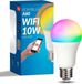 M LEDME Intelligente WLAN-LED-lamp A60, 10 W (Eq. 90 W), E27-fitting, geen hub nodig, dimbaar, wit en gekleurd licht (RGB+CCT), compatibel met Alexa en Google Home, LM7141