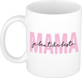 Bellatio Decorations Cadeau koffie/thee mok voor mama - roze - de beste - keramiek - 300 ml - Moederdag