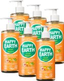 Happy Earth Savon pour les mains Rose Petitgrain - 100% Naturel - Sans microplastique - Lot économique - 6 x 300 ml