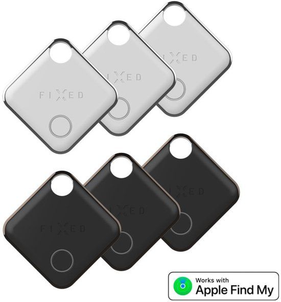 Fixed Tag - Bluetooth Tracker geschikt voor iOS - 6 pack - Zwart / Wit