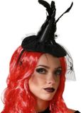 Atosa Halloween heksenhoed - mini hoedje op diadeem - zwart