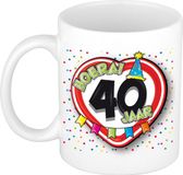 Bellatio Decorations Mok 40 Jaar Hartje Verkeersbord Keramiek Multi 300 ml