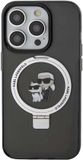 Karl Lagerfeld Ring Stand Karl & Choupette Hard Case Back Cover met MagSafe voor Apple iPhone 15 Pro Max - Zwart
