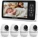 Lovinoo Babyfoon met 4 Camera's - Baby Monitor - Op Afstand Bestuurbaar - Babyphone - Temperatuursensor - Uitbreidbaar Tot 4 Camera's - Terugspreekfunctie - Zonder Wifi en App - 5.0 Inch HD Scherm