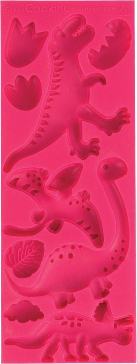 ScrapCooking Scrapcooking 3449 dinosaurus bakvorm siliconen roze 21,7 x 9,5 x 0,8 cm