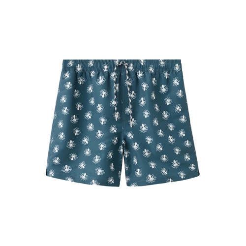MANGO TEEN zwemshort all over print blauw/wit