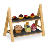 Relaxdays Ladder Shelf Bamboo, Slate Grey, Natural