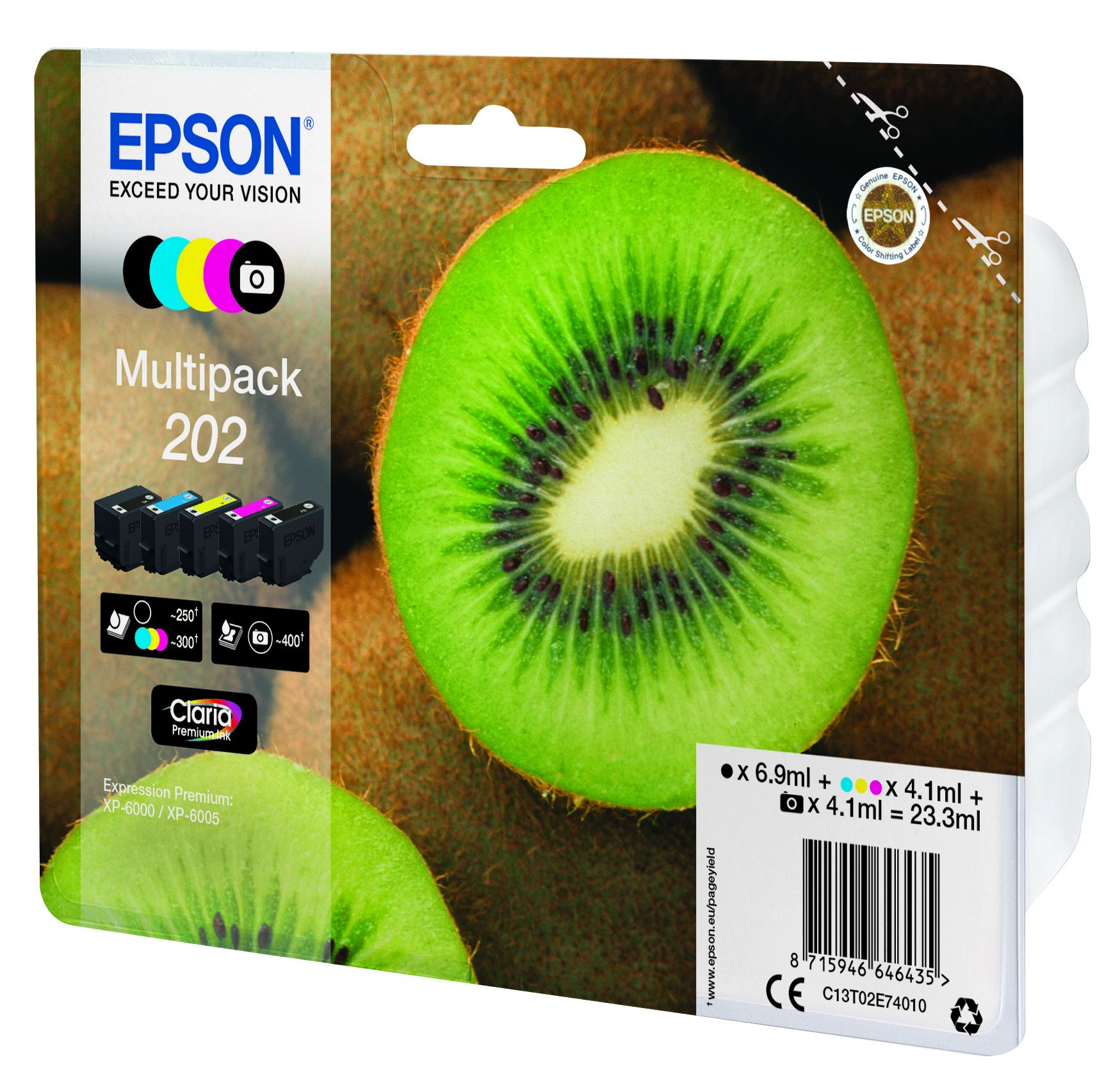 Epson 202 Claria Premium Ink Multipack - Original - 5 Colors - Compatible with XP-6000 / XP-6005