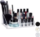 Merkloos Relaxdays make-up organizer - 16 vakken - cosmetica - lippenstift houder - transparant