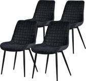 ML-Design Set van 4 Eetkamerstoelen – Zwarte Fluwelen Zitting – Zwarte Metalen Poten – Gestoffeerd met Rugleuning