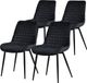 ML-Design Set van 4 Eetkamerstoelen – Zwarte Fluwelen Zitting – Zwarte Metalen Poten – Gestoffeerd met Rugleuning