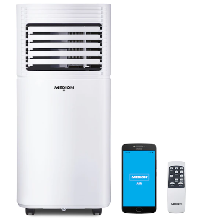 Medion Smart mobiele airconditioner MD 37215 | koelen | ontvochtigen en ventileren | koelvermogen 7.000 BTU | Koelmiddel R290 | Max. 25m² | App- en spraakbediening wit
