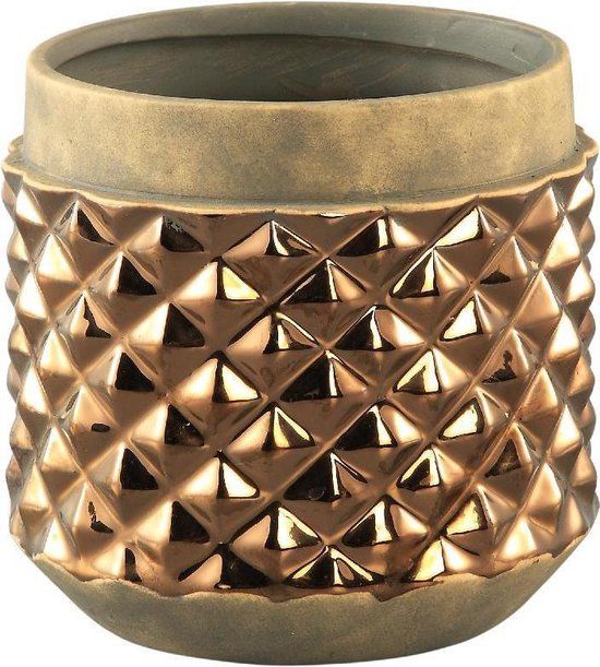 PTMD Crock Bronze Antique Ceramic Pot Round M - 13cm