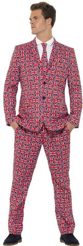 Smiffys Herenkostuum Extravagant Keurig Pak Engelse Vlag Union Jack Man XL