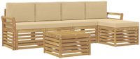 vidaXL - Buiten - bank - set - 6 - st - Wit - en - Beige - Polyester