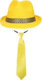 Merkloos Carnaval verkleedset Yellowman - hoed en party stropdas - geel - heren/dames - verkleedkleding accessoires