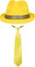 Merkloos Carnaval verkleedset Yellowman - hoed en party stropdas - geel - heren/dames - verkleedkleding accessoires