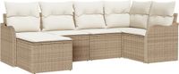 vidaXL Tuinbank Set 6-delig Beige en Wit Polyrattan