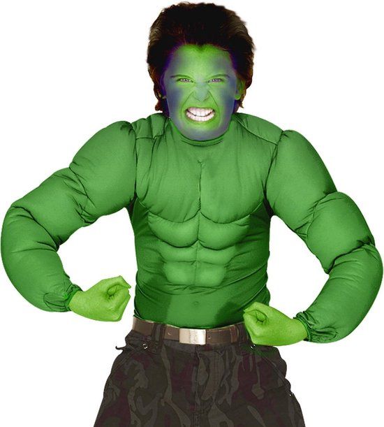 Groen gespierd lijf voor kinderen - Maat 128 - Halloween en Horror