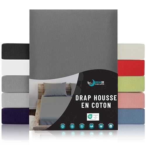 Jersey Dreamzie Jersey Katoenen Hoeslakens Antracietgrijs - Voor Matras 120 x 200 x 22 cm - Gecertificeerd Vrij van Chemische Producten (OEKO TEX), Hoeslakens met Volledige Elastiek