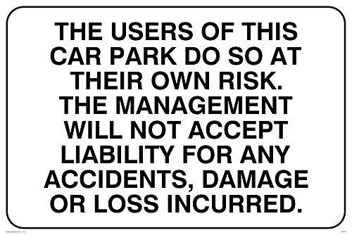 Viking Signs Viking Signs IR578-A2L-3M Carpark aansprakelijkheidssignaal, 3 mm Plastic stijf, 400 mm H x 600 mm W
