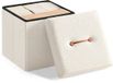 Ottoman de rangement - MDF et polaire blancs - capacité de 43L - 38x38x38cm