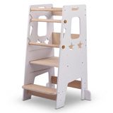 Relaxdays Leertoren - met sterren - 44x90x44 cm - wit/naturel