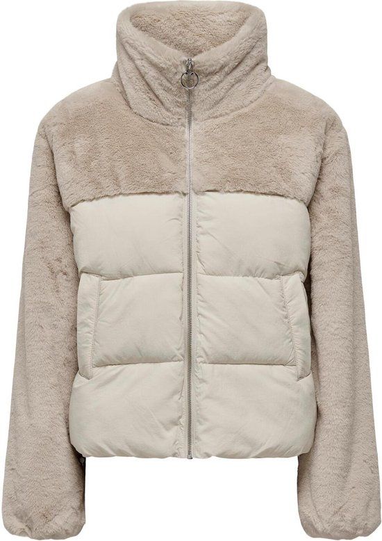 ONLY ONLWANJA FUR PUFFER MIX JACKET CC O - Beige - XS - Women's Jacket