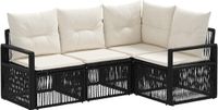 vidaXL Tuinbank Set 4-zits Zwart Polyrattan