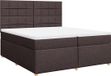 vidaXL Boxspring met matras stof donkerbruin 200x200 cm