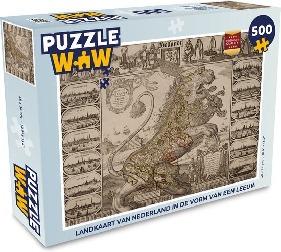 MuchoWow Puzzel Landkaart van Nederland in de vorm van een leeuw - Legpuzzel - Puzzel 500 stukjes