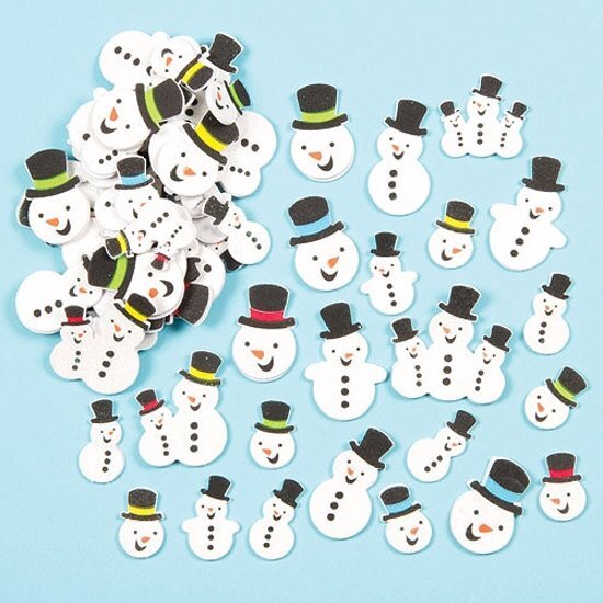 Baker Ross Foam stickers van sneeuwpop met glitters - creatieve knutselpakket voor kinderen om te versieren scrapbooking wenskaarten en kerst knutselwerkjes 80 stuks