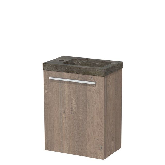 Maxaro Toiletmeubel met Wastafel Natuursteen Modulo Middenbruin Eiken 40 cm