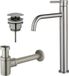 Fortifura Calvi Slim Wastafelkraanset - verhoogde wastafelkraan - klikwaste plug - verlaagde design sifon - PVD - geborsteld RVS