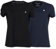 Donnay 2-Pack Sportshirt Vera V-neck Dames Zwart/Donkerblauw S