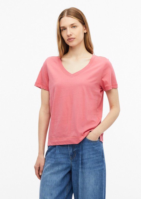 s.Oliver T-shirt V-hals Korte mouw Roze Katoen 100% Maat 42