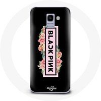 Maniacase Etui voor Samsung Galaxy J6 2018 Blackpink K-pop Groep Logo Zwarte Achtergrond