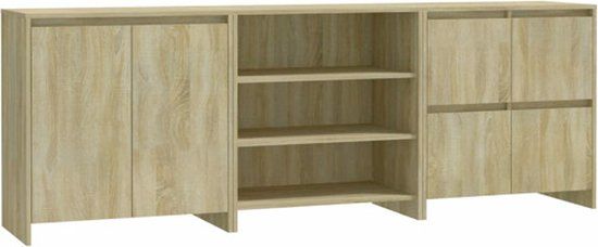 vidaXL 3-delige dressoirs bewerkt hout sonoma eikenkleurig