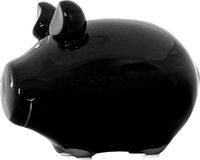 Merkloos / Sans marque Dieren spaarpot zwart varken/big 12 x 9 x 9 cm